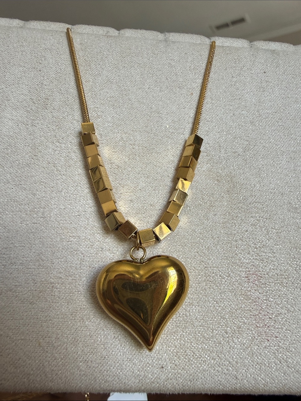 18k gold plated heart snake chain necklace